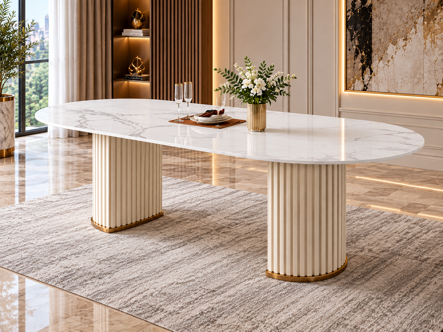 Jamira Marble Top 6 Seater Dining Set - Image 2