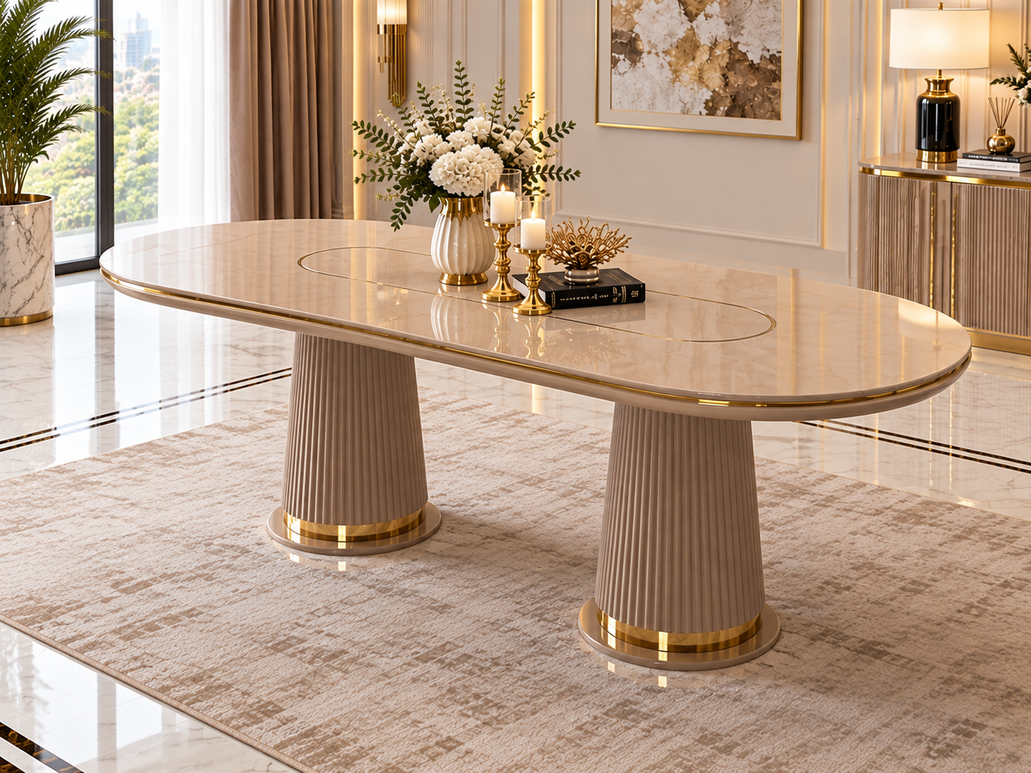 Oren Sintered Marble 6 Seater Dining Set - Image 2
