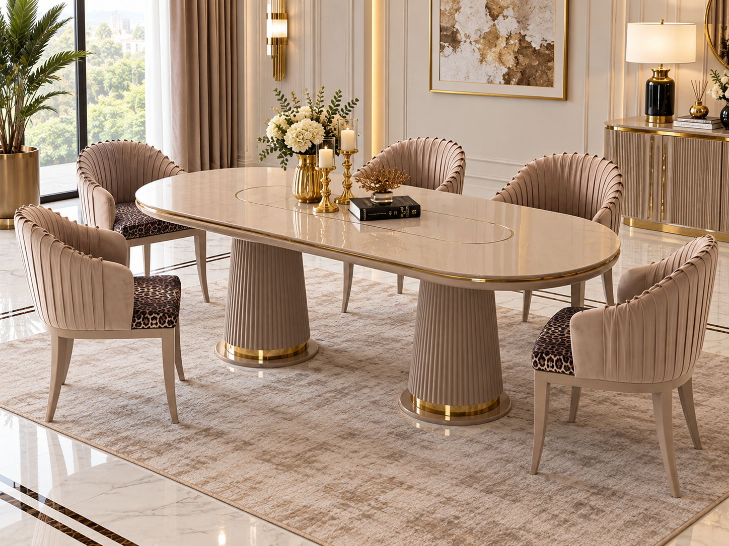 Oren Sintered Marble 6 Seater Dining Set
