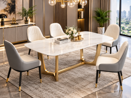 Wavynox Sintered Marble 6 Seater Dining Set