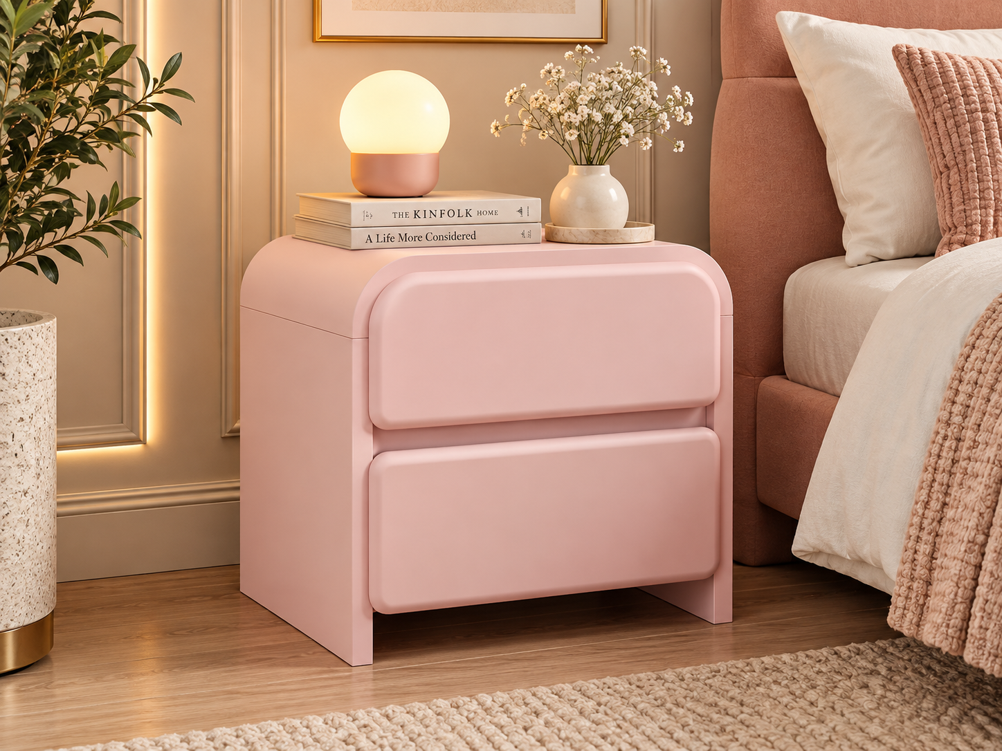 Kids Side Table in Baby Pink Color