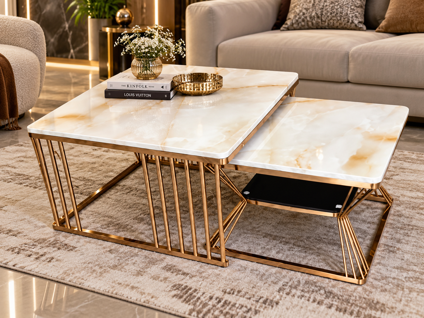 Belly Marble Coffee Table – SS Base - Image 2