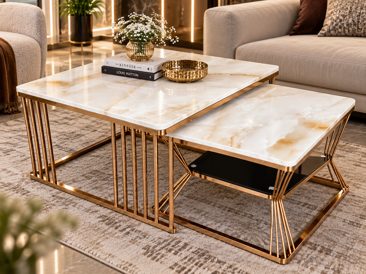 Belly Marble Coffee Table – SS Base
