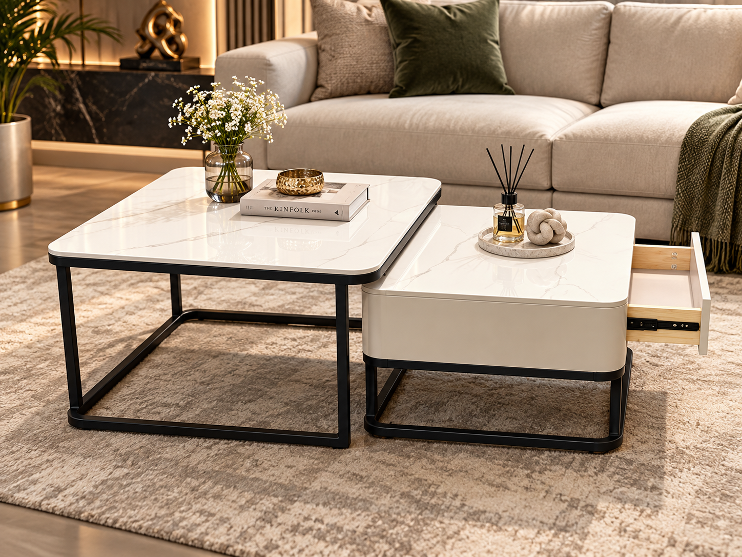 Pandora Nested Marble Coffee Table – MS Base - Image 2