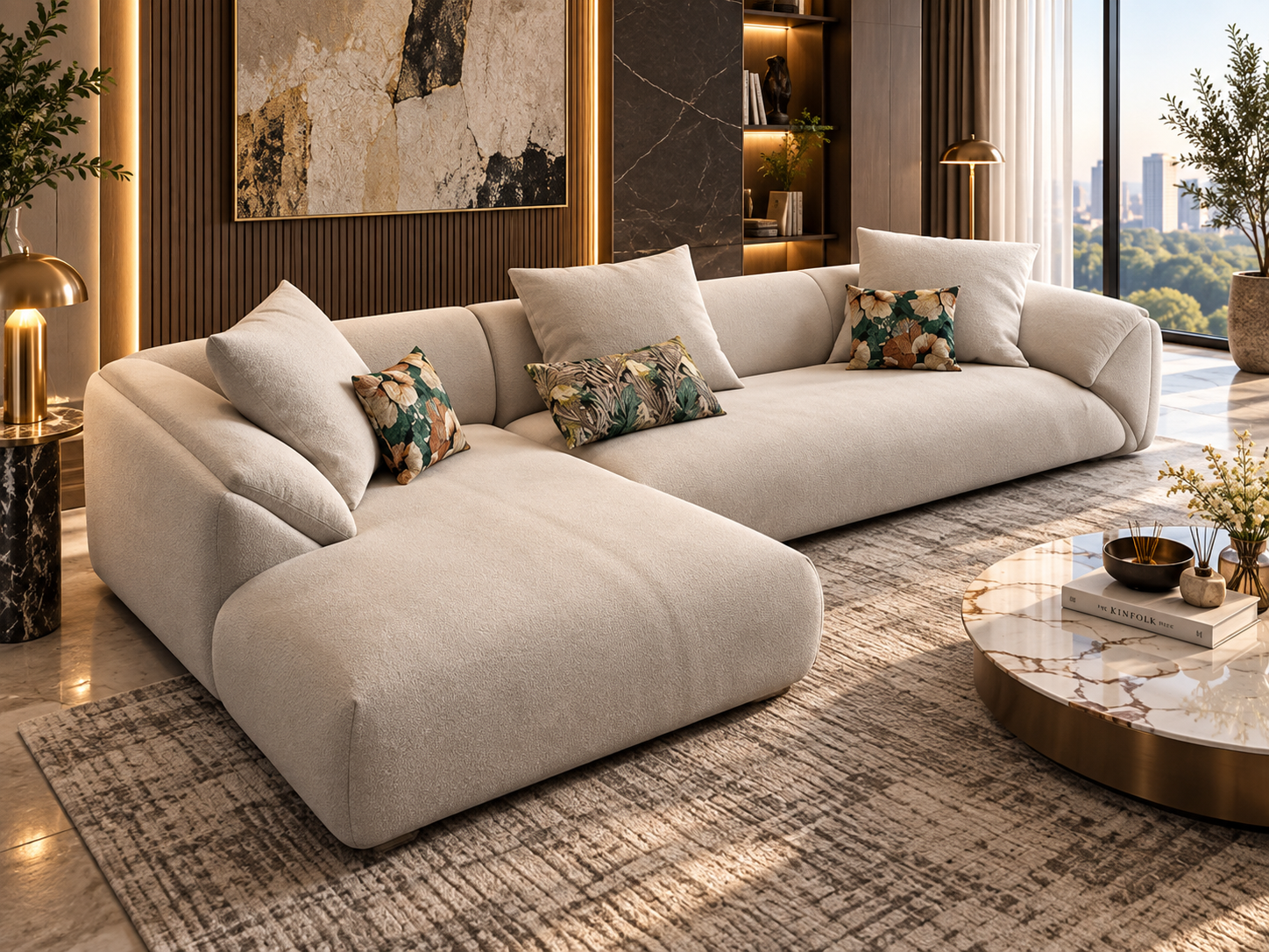 Luxurious Beige Sectional Sofa