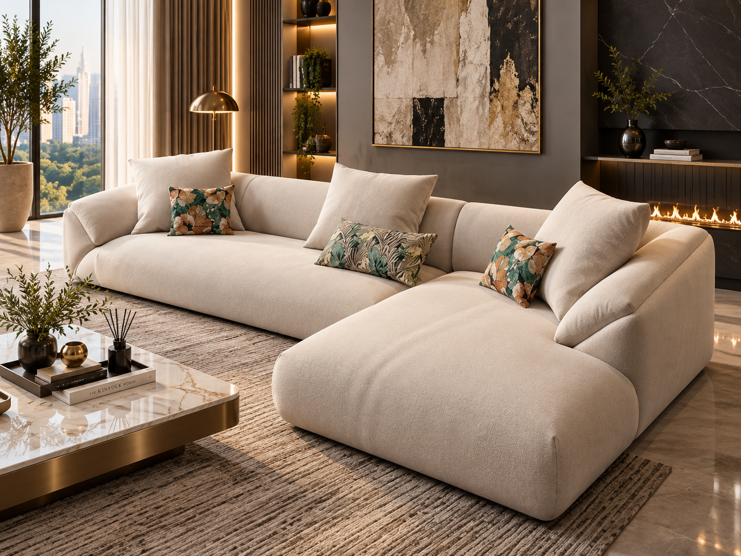 Luxurious Beige Sectional Sofa - Image 2