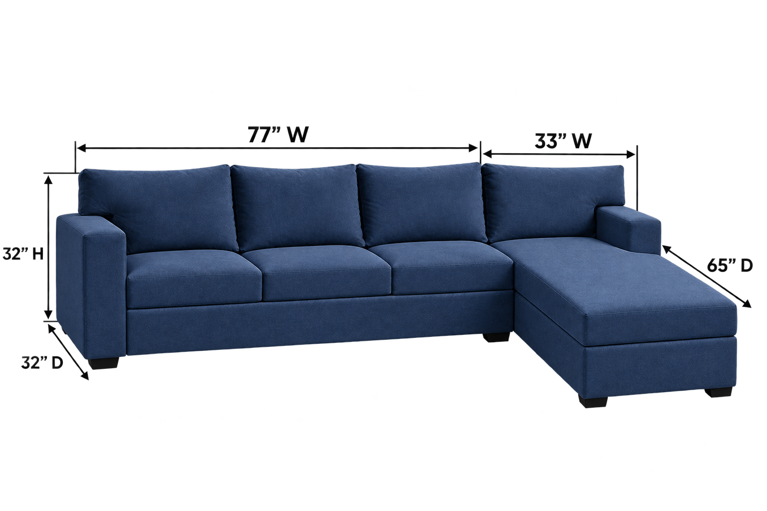 Chelsea Navy Blue Sectional Sofa - Image 3