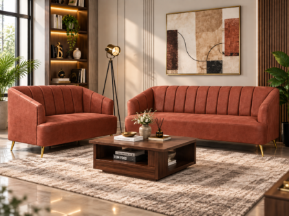Wynn Sofa Set In Terracotta Color