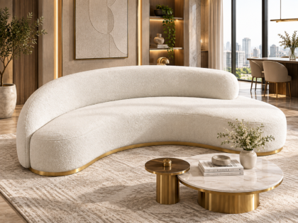 Soho 3 Seater Curved Sofa – Premium Bouclé Fabric