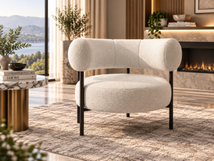 Fancy boucle Accent Chair in Black Frame