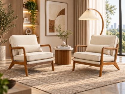 Hayworth Solid Wood Lounge Chair in Teak Finish