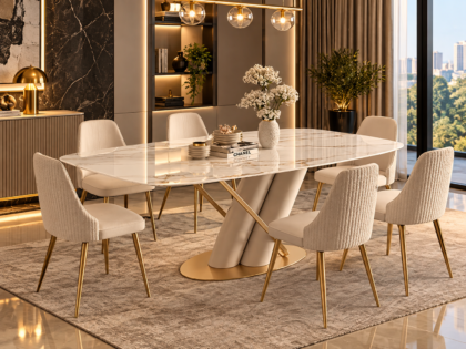 Enrico Marble Top 6 Seater Dining Table