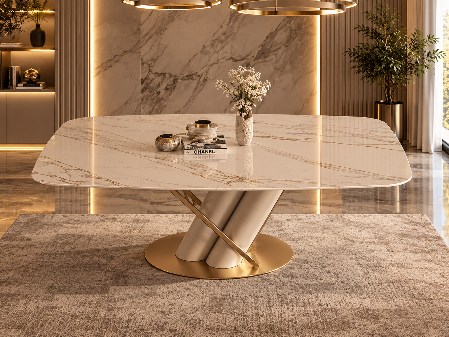 Enrico Marble Top 6 Seater Dining Table - Image 2