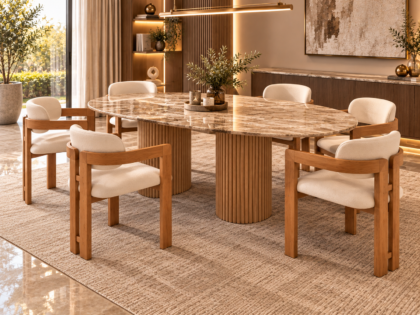 Tesla Dining Set With Marble Top