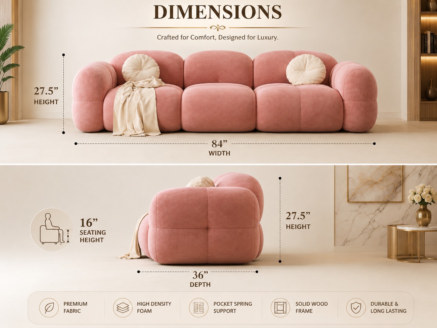 Thiene 3 Seater Sofa - Image 4